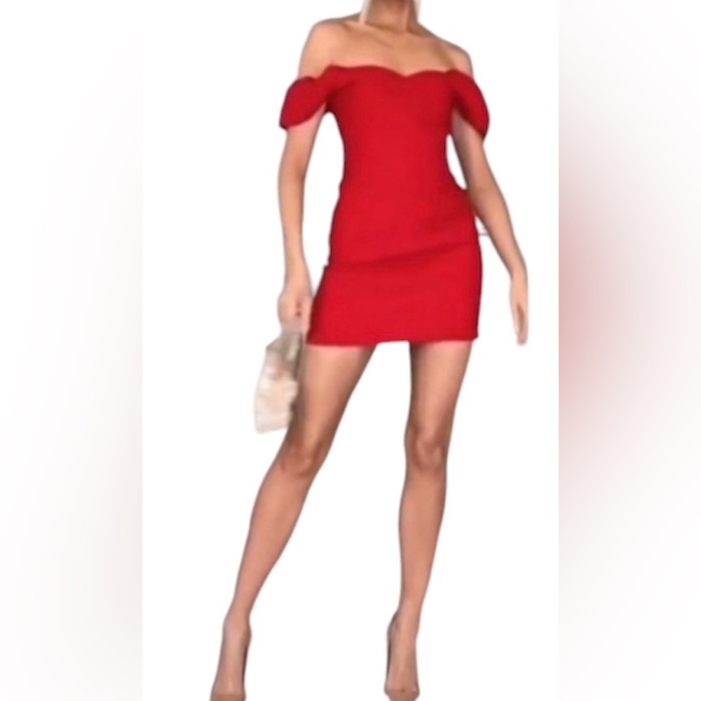 Zara Sweetheart Off the Shoulder Puff Sleeve Red Valentine’s Day Mini Dress M - Picture 14 of 14